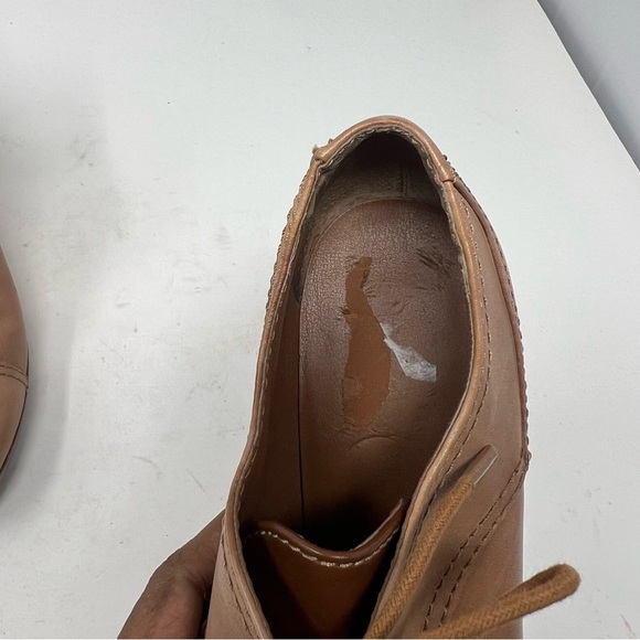 Franco Sarto Izaro Leather Lace Up Oxford Heels Booties Brown Tan Women’s US 8M - Picture 4 of 12